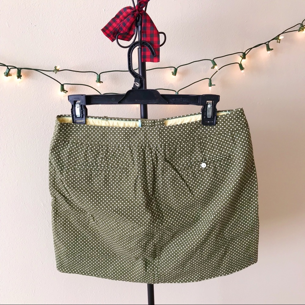 J Crew Skirt Polka Dot Dark Green White 6 Mini - Picture 5 of 8